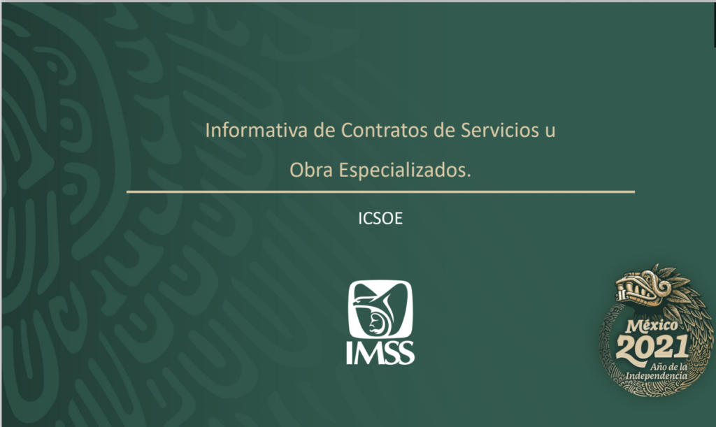 Informativa de Contratos de Servicios u Obra Especializados.